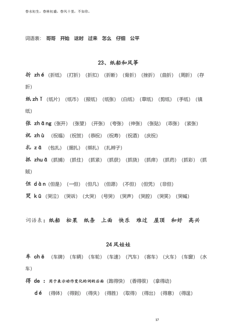 全册生字拼音组词_二年级上下册资料_二年级语数英上下册学习资料_3-7-1、小学二年级语文上册_统编、部编、人教（语文全国统一只有一个版）_1、知识点总结_专项-字词句子