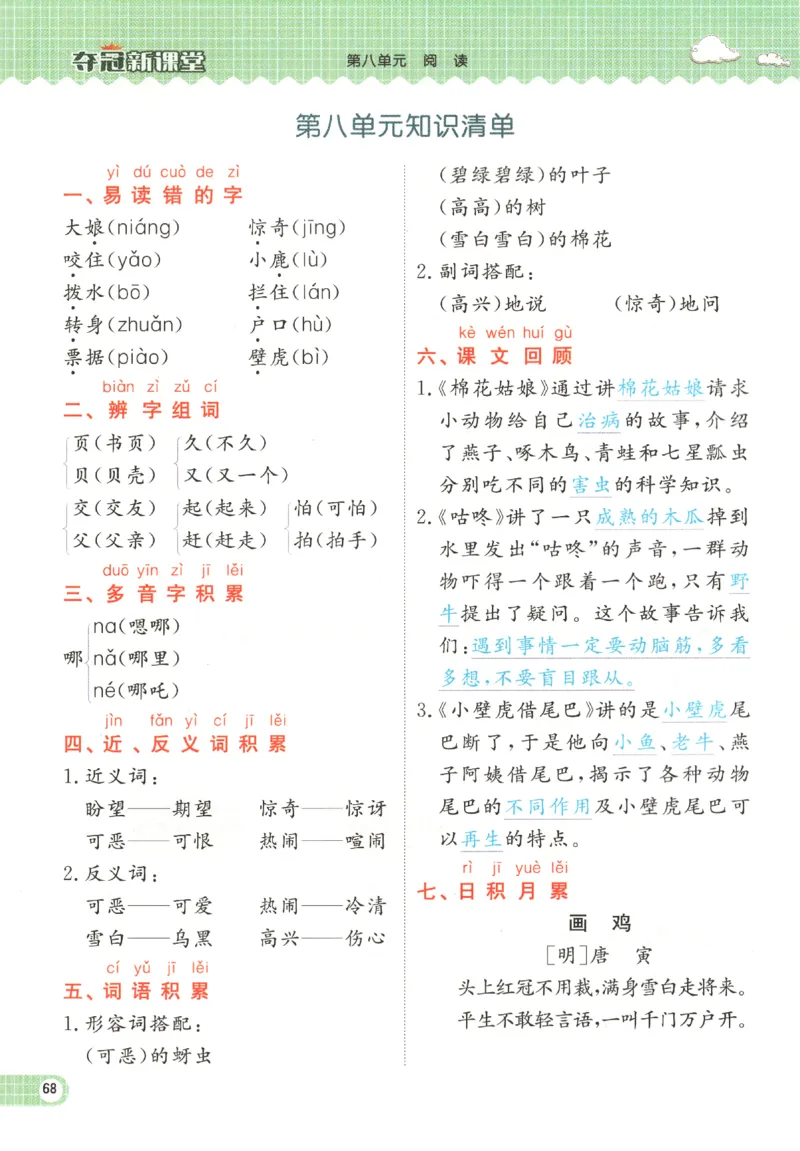 夺冠新课堂.一年级语文_一年级上下册资料_53黄冈多个品牌系列资料_语文