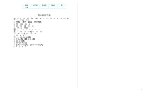 人教新课标数学一年级下学期期末测试卷5_一年级上下册资料_一年级上语数英上下册学习资料_3-6-4、小学一年级数学下册_人教版_5、期末测试卷