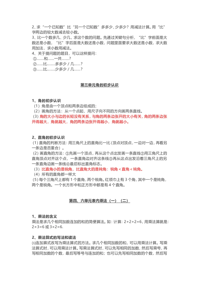 人教版二年级(上册)数学期末复习知识点汇总-_二年级上下册资料_二年级语数英上下册学习资料_3-7-3、小学二年级数学上册_人教版_1、知识点总结