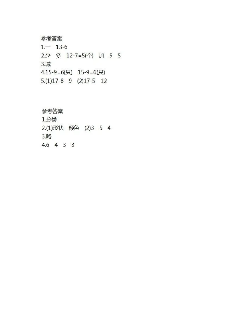 人教版数学一年级下册课前预习单_一年级上下册资料_一年级上语数英上下册学习资料_3-6-4、小学一年级数学下册_人教版_1、知识点总结