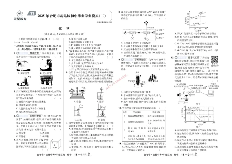 2026《中考化学45套》安徽_45套中招_2026《中考化学45套》安徽