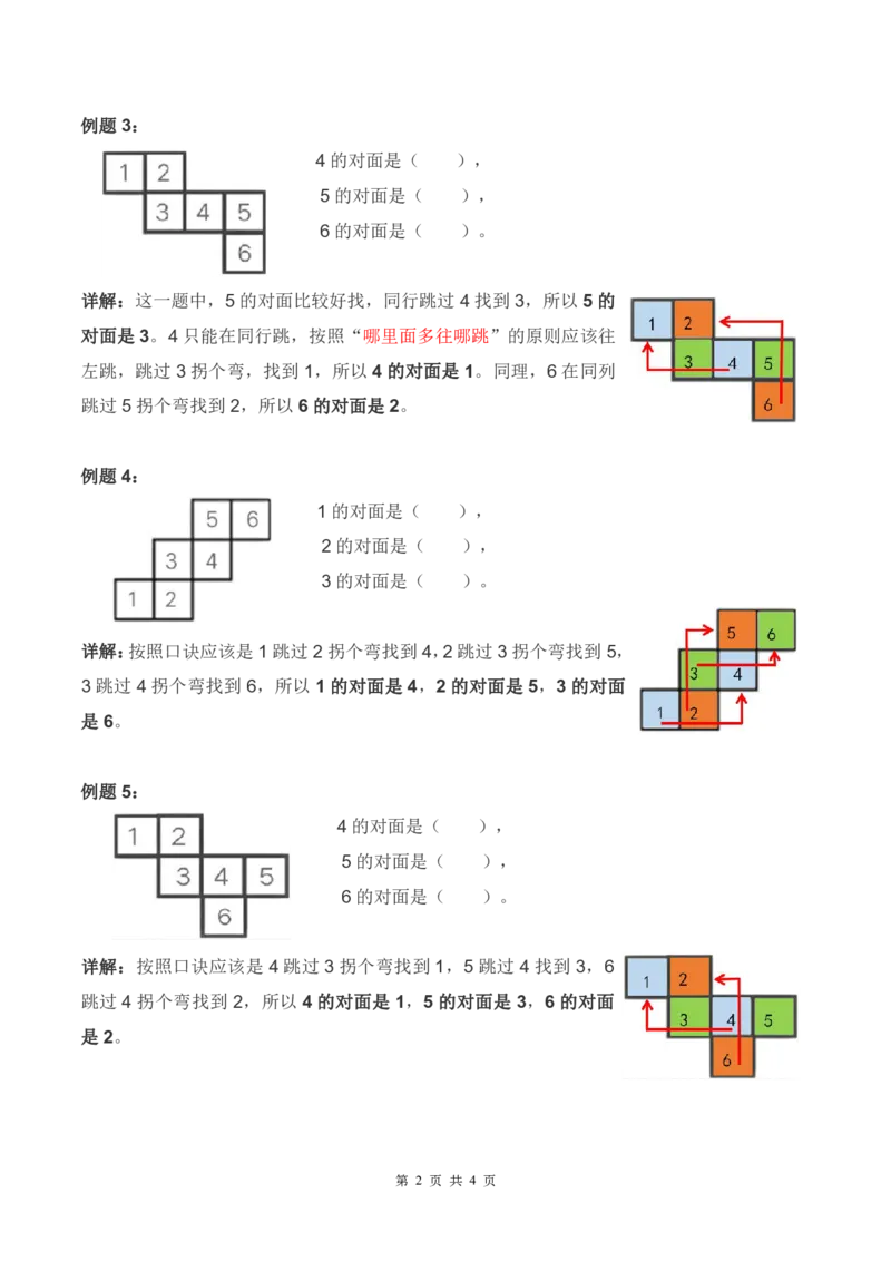 一下数学-正方体展开找对面问题详解+练习_一年级上下册资料_小学一年级学习资料-25年更新版_1-04、小学一年级数学下册_1-4-1、复习、知识点、归纳汇总_解题技巧