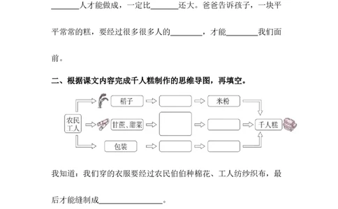 分层训练二年级语文下册第6课千人糕同步练习（含答案）部编版_二年级上下册资料_小学二年级学习资料-25年更新版_2-02、小学二年级语文下册_2-2-2、练习题、作业、试题、试卷