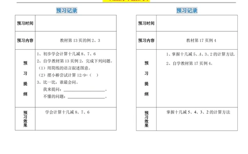 一年级下册数学期末-预习题卡人教新课标版_一年级上下册资料_一年级上语数英上下册学习资料_3-6-4、小学一年级数学下册_人教版_2、同步练习