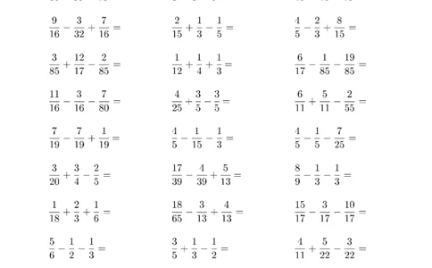 口算题(分数加减混合运算（一）)2000题_小学数学口算计算速算练习1（1-6）题目类型全_五年级_口算5年级下册10000题_5下口算题(分数加减混合运算（一）)不带括号2000题