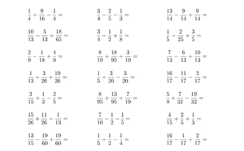 口算题(分数加减混合运算（一）)2000题_小学数学口算计算速算练习1（1-6）题目类型全_五年级_口算5年级下册10000题_5下口算题(分数加减混合运算（一）)不带括号2000题