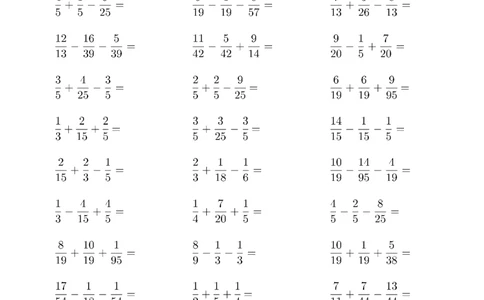 口算题(分数加减混合运算（一）)2000题_小学数学口算计算速算练习1（1-6）题目类型全_五年级_口算5年级下册10000题_5下口算题(分数加减混合运算（一）)不带括号2000题