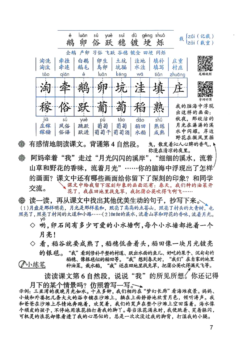 四上语文《课堂笔记》_2025秋《课堂笔记预习课》语文1-6