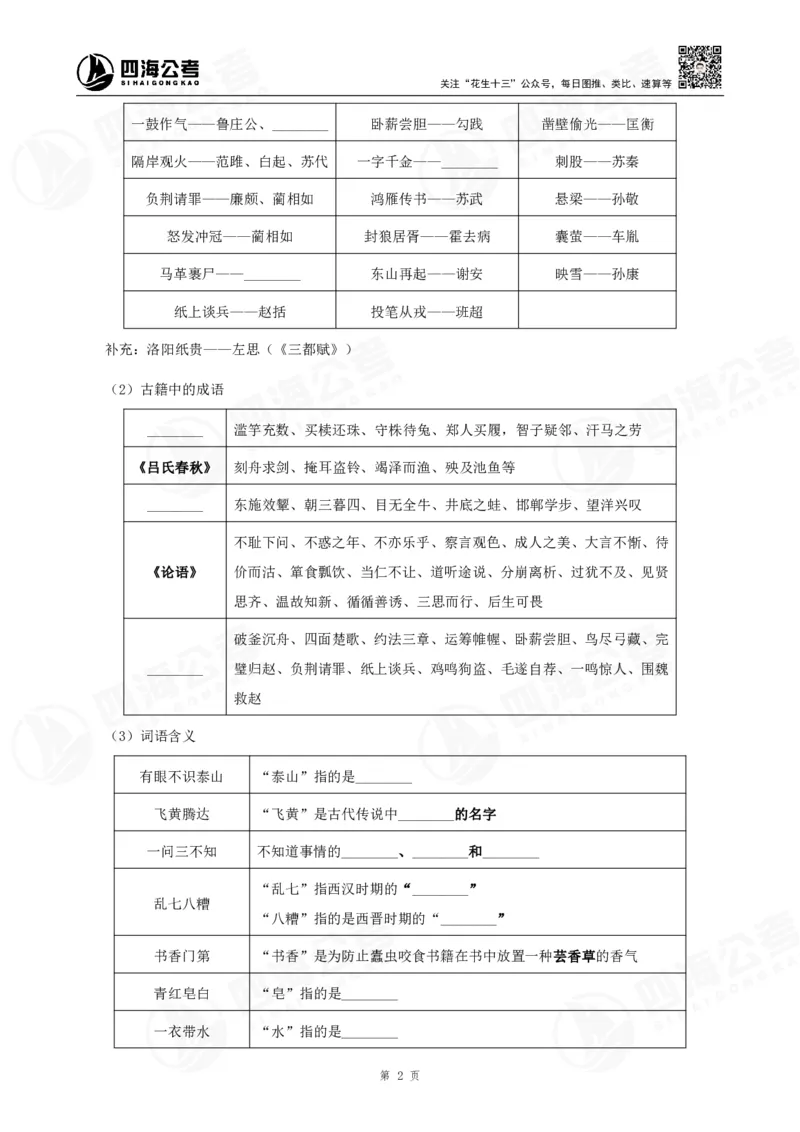 四海常识判断背诵手册汇总-更新至29节_2026考公资料_（01）花生十三_01系统班（2026版）花生十三旗舰班（行测+申论）_常识判断_背诵手册