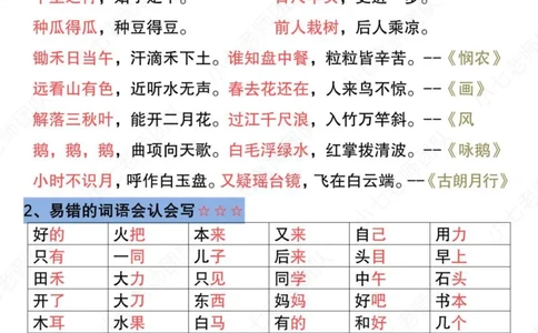 一年级语文上册高频考点总结_一年级上下册资料_一年级上册小红书同款资料_一年级(1)