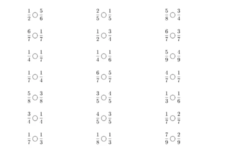 口算题(分数比大小)1000题_小学数学口算计算速算练习1（1-6）题目类型全_三年级_口算3年级上册14000题_3上口算题(分数比大小)1000题