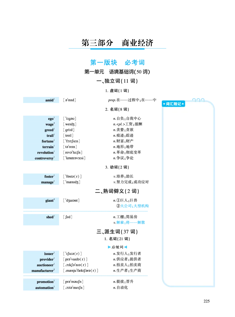 第三部分商业经济（第一板块必考词）_考研英语真题_考研英语（二）历年真题_单词资料_英语二黄皮书词汇电子版（语境例句版）