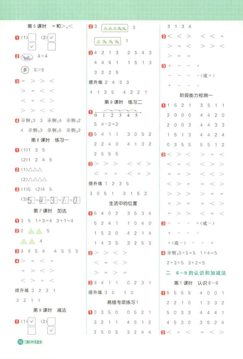 主书答案_25秋小学语数英习题试卷_数学_苏教版_阳光同学计算小达人苏教25年上册1-6_阳光同学计算小达人SJ1上