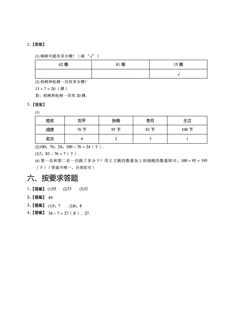 一年级下期数学真题汇编多套含答案_一年级上下册资料_小学一年级学习资料-25年更新版_1-04、小学一年级数学下册_1-4-2、练习题、作业、试题、试卷_通用