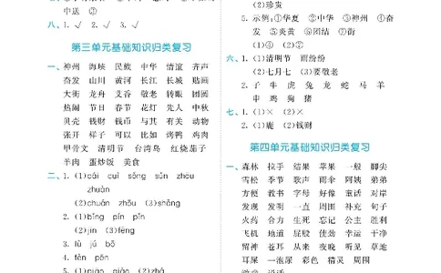 归类复习部编版语文二下册单元归类复习答案_二年级上下册资料_小学二年级学习资料-25年更新版_2-02、小学二年级语文下册_2-2-2、练习题、作业、试题、试卷_预习资料