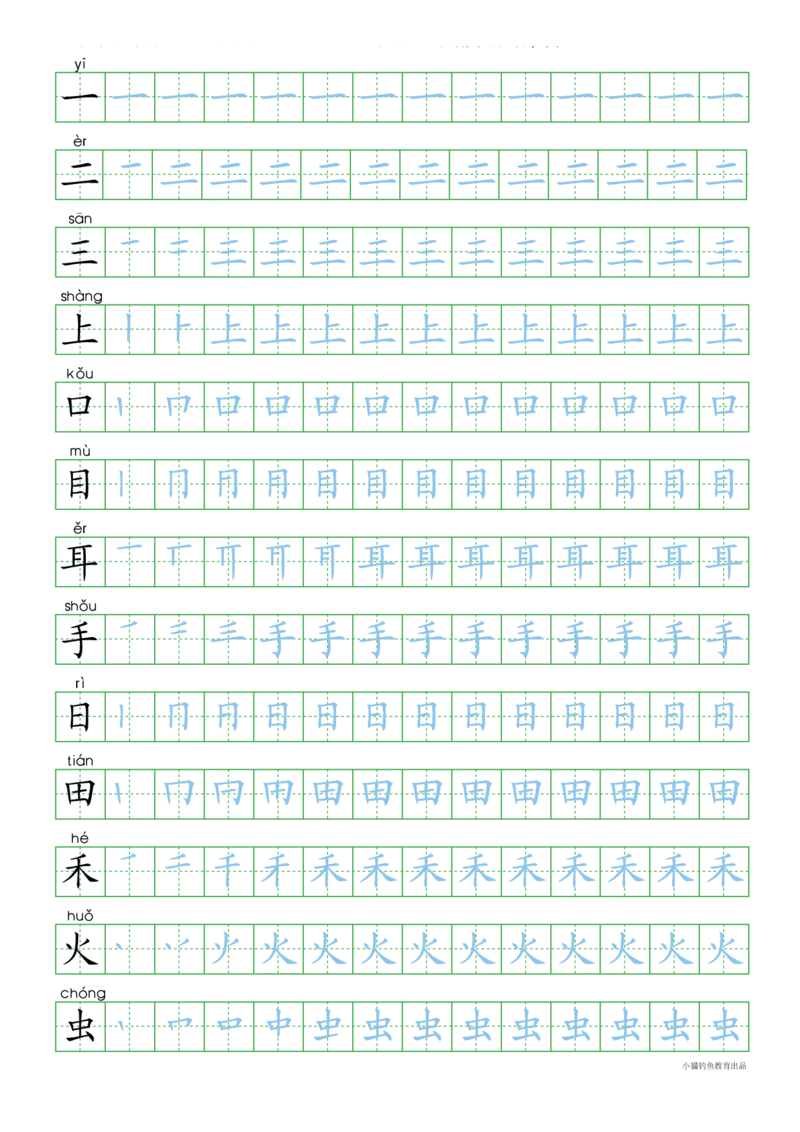 人教部编版小学生一年级上册写字表100字_一年级上下册资料_小学一年级学习资料-25年更新版_1-01、小学一年级语文上册_01、知识汇总