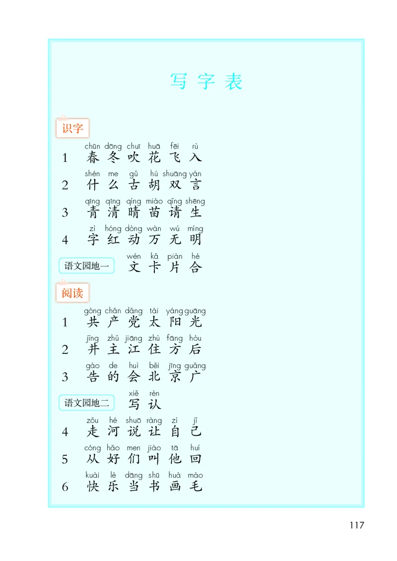 人教版1年级语文下册（高清教材）-0aac6b639a93_语数-电子课本
