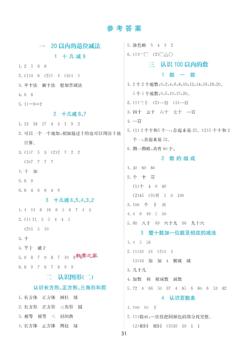数学-苏教版一年级下册预习卡_一年级上下册资料_小学一年级学习资料-25年更新版_1-04、小学一年级数学下册_1-4-3、课件、讲义、教案、教材讲解