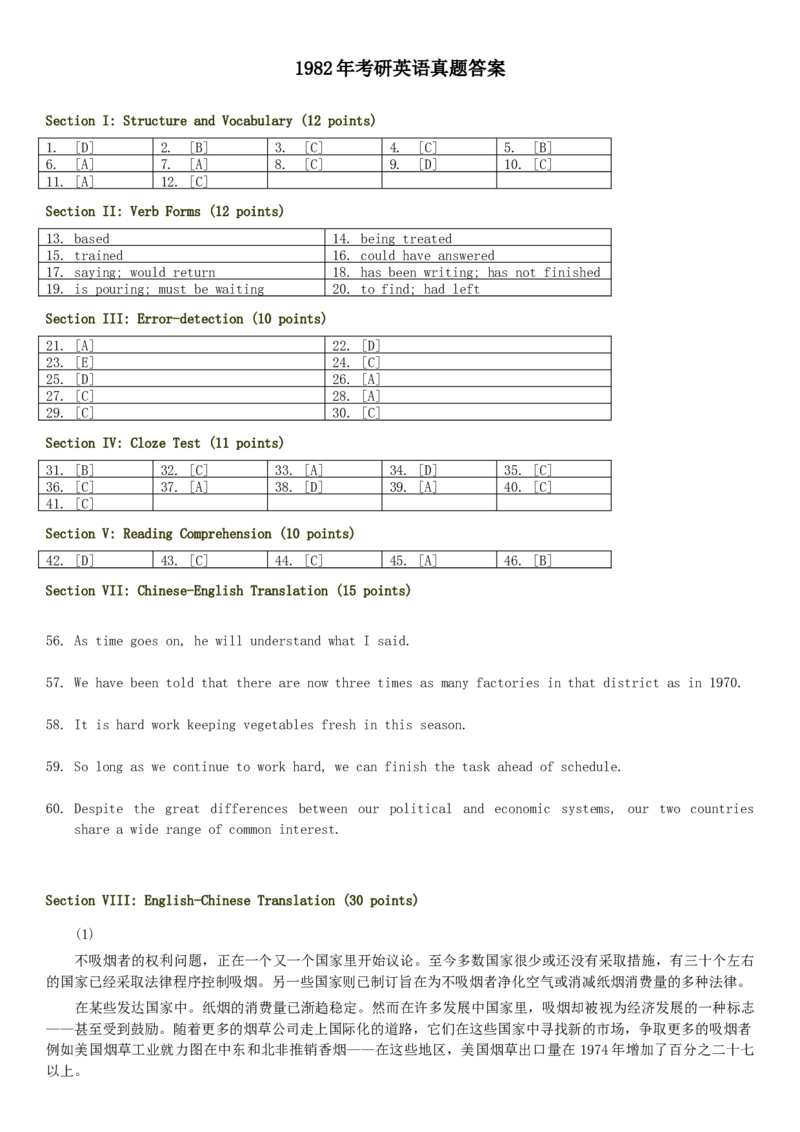 1980&mdash;1985年历年考研英语真题+答案集合(无解析)_考研英语+作文模板_3.1980-2025考研英二真题+解析_01、1980-1997年考研英语真题+解析
