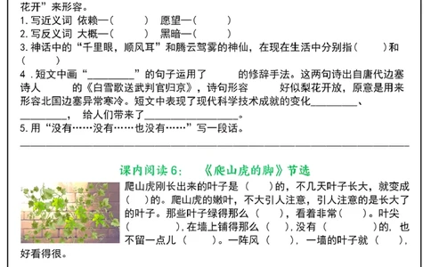 四年级上册语文阅读理解每日一练_纯图版_一到六小学晨读晚默晨诵晚读_四年级上册各类资料(小纸条知识点默写单)