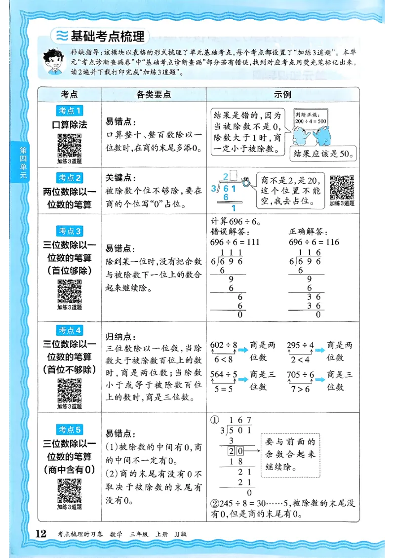 三年级数学上册冀教版25秋《王朝霞考点梳理时习卷》补缺手册_25秋小学语数英习题试卷_数学_冀教版_1-6年级数学上册冀教版25秋《王朝霞考点梳理时习卷》