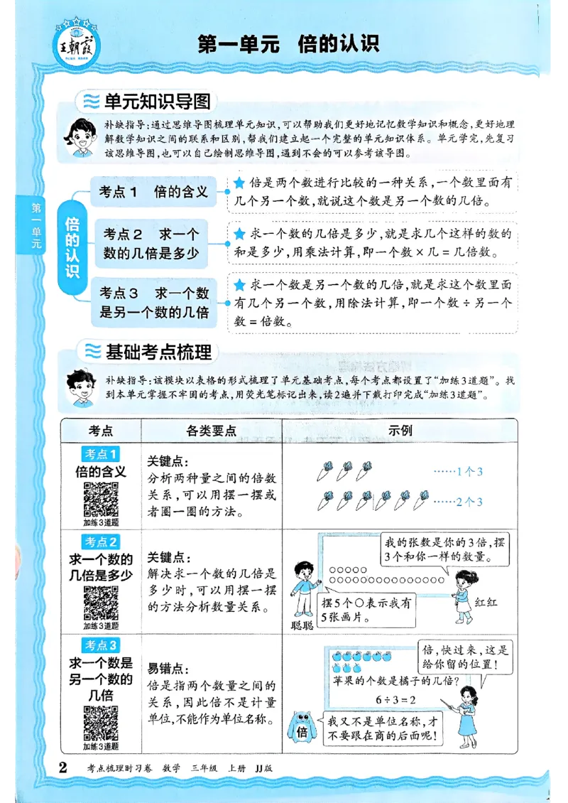 三年级数学上册冀教版25秋《王朝霞考点梳理时习卷》补缺手册_25秋小学语数英习题试卷_数学_冀教版_1-6年级数学上册冀教版25秋《王朝霞考点梳理时习卷》