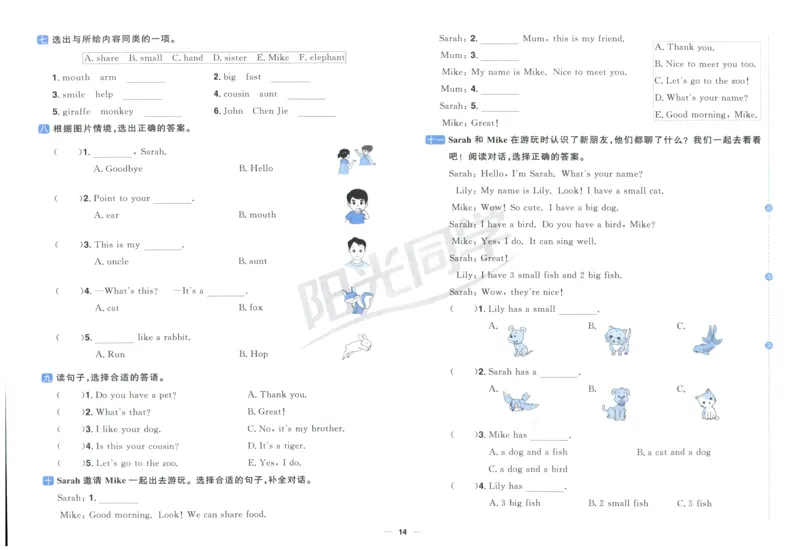 三年上册英语《阳光同学全优好卷》25秋_25秋小学语数英习题试卷_英语_人教版_英语《阳光同学全优好卷》人教25秋(1)