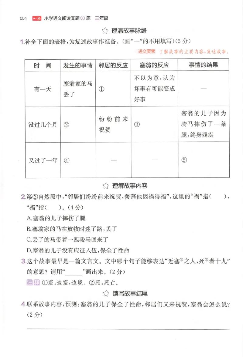 小语阅读训练80篇三年级_26版一本小学语文阅读真题80篇1-6级_26版一本小学语文阅读真题80篇-3年级