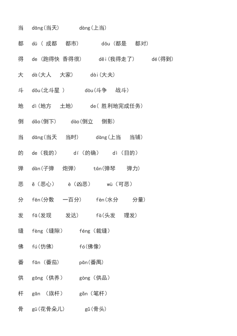 必须掌握的近义词反义词多音字汇总_二年级上下册资料_二年级语数英上下册学习资料_3-7-2、小学二年级语文下册_统编、部编、人教（语文全国统一只有一个版）_6、专项练习_字词句子