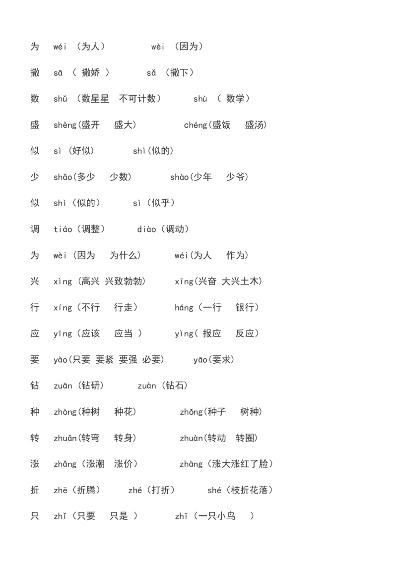 必须掌握的近义词反义词多音字汇总_二年级上下册资料_二年级语数英上下册学习资料_3-7-2、小学二年级语文下册_统编、部编、人教（语文全国统一只有一个版）_6、专项练习_字词句子