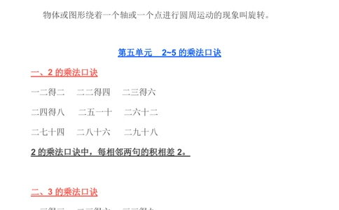 北师大版丨二年级数学上册知识点预习总览_二年级上下册资料_小学二年级学习资料-25年更新版_2-03、小学二年级数学上册_2-3-1、复习、知识点、归纳汇总_北师大版