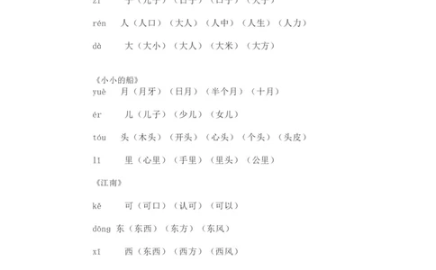人教部编版一年上册语文写字表生字组词_一年级上下册资料_小学一年级学习资料-25年更新版_1-01、小学一年级语文上册_01、知识汇总