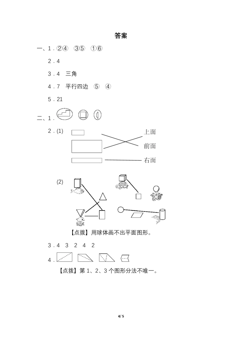 人教一年级（下册）期末冲刺卷3初步的空间想象能力1_一年级上下册资料_一年级上语数英上下册学习资料_3-6-4、小学一年级数学下册_人教版_7、提升突破卷