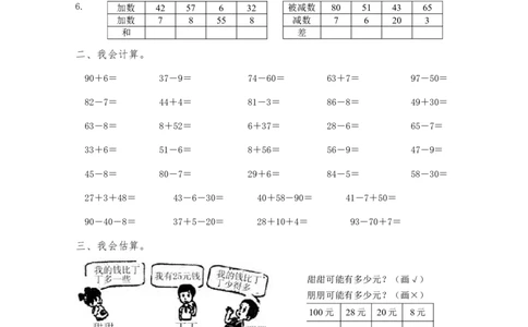 人教版一年级数学下册期末复习题8套_一年级上下册资料_小学一年级学习资料-25年更新版_1-04、小学一年级数学下册_1-4-2、练习题、作业、试题、试卷_人教版_专项练习