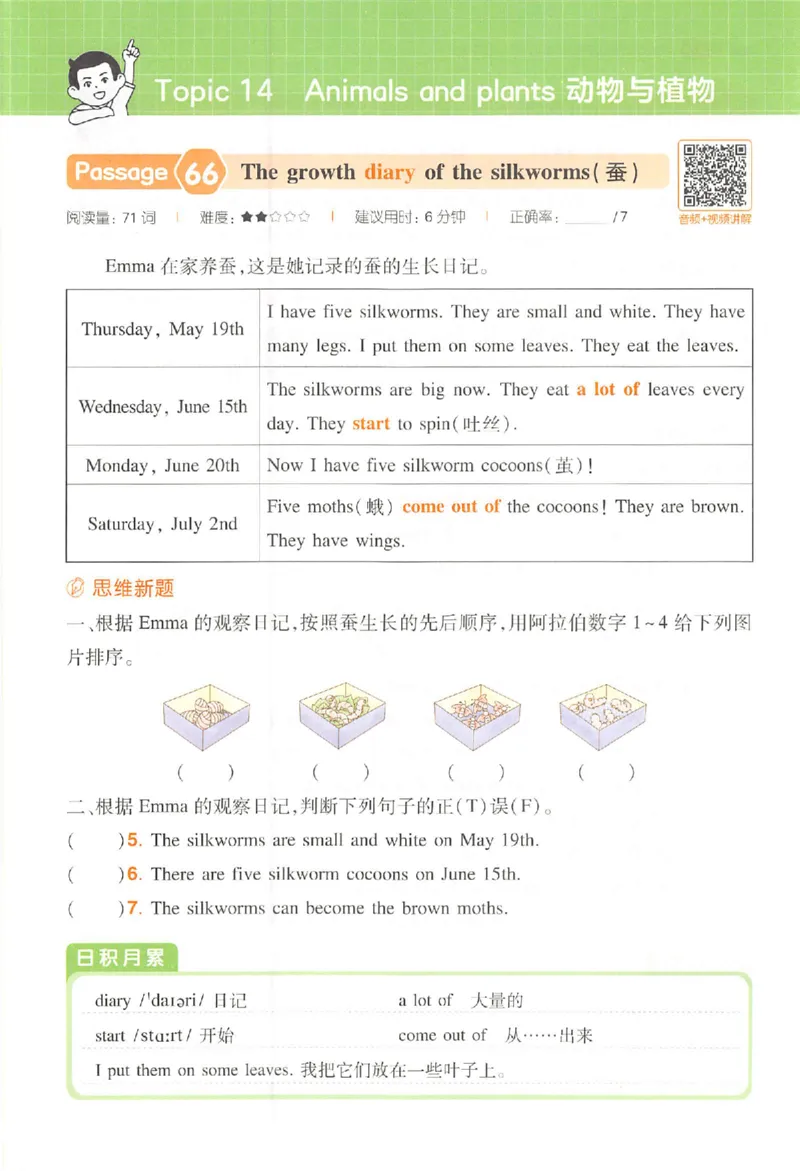 小英阅读100篇四年级_25秋《一本小学英语阅读训练100篇》第九版3-6人教_26版一本小学英语阅读100篇四年级