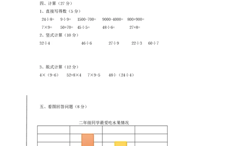 新人教版小学二年级下册数学期末试卷及答案(3)_二年级上下册资料_二年级语数英上下册学习资料_3-7-4、小学二年级数学下册_人教版_5、期末测试卷