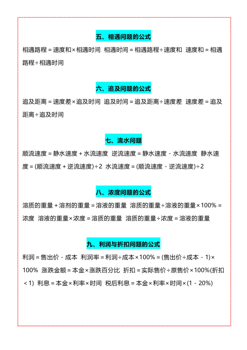 五年级上册数学必背公式大全_数学必背公式大全1-6年级