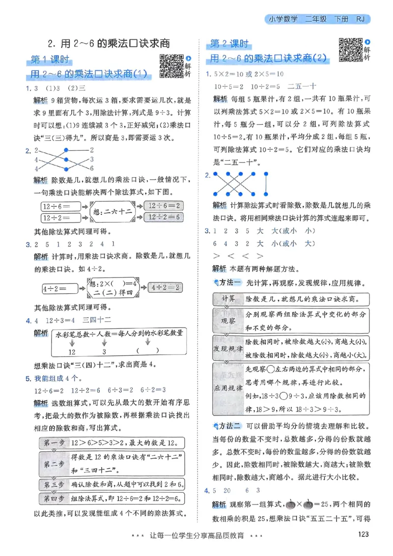 人教数学答案2下_二年级上下册资料_53黄冈多个品牌系列资料_数学