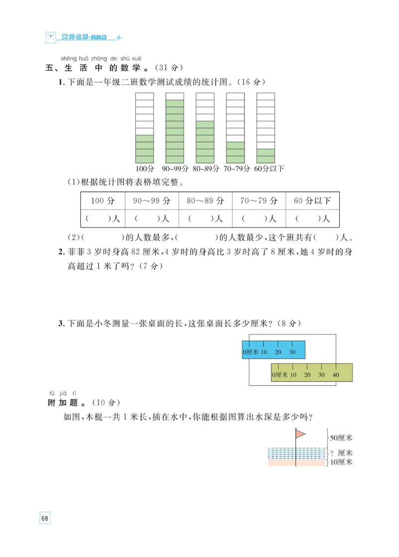 《黄冈名师天天练》数学课时-数学1年级下册（54QD）_一年级上下册资料_小学一年级学习资料-25年更新版_1-04、小学一年级数学下册_1-4-2、练习题、作业、试题、试卷_青岛54版_电子册类