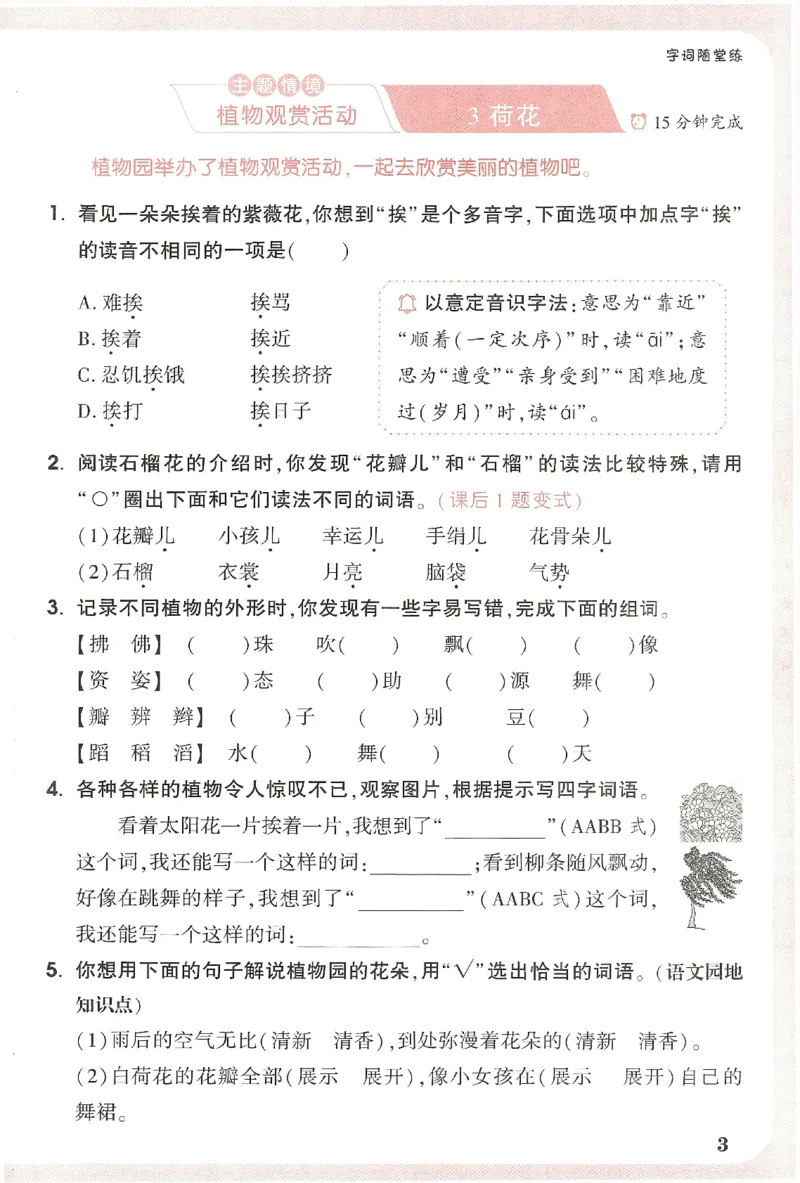 小白鸥情境题语文三年级字词随堂练_三年级上下册资料_53黄冈多个品牌系列资料_语文