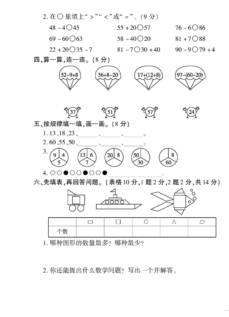 《黄冈360&deg;定制密卷》数学1年级下册（RJ）_一年级上下册资料_小学一年级学习资料-25年更新版_1-04、小学一年级数学下册_1-4-2、练习题、作业、试题、试卷_人教版_电子册