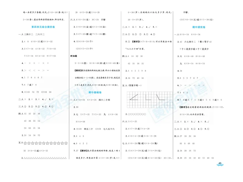 《黄冈全优卷》22秋数学2年级上册（63QD）_二年级上下册资料_小学二年级学习资料-25年更新版_2-03、小学二年级数学上册_2-3-2、练习题、作业、试题、试卷_青岛63版_电子册类