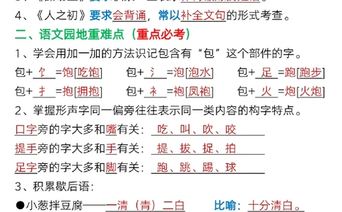 一年级语文下册第五单元考点总结_P_一年级上下册资料_小学一年级学习资料-25年更新版_1-02、小学一年级语文下册_3-6-2-1、复习、知识点、归纳汇总_部编（人教）版