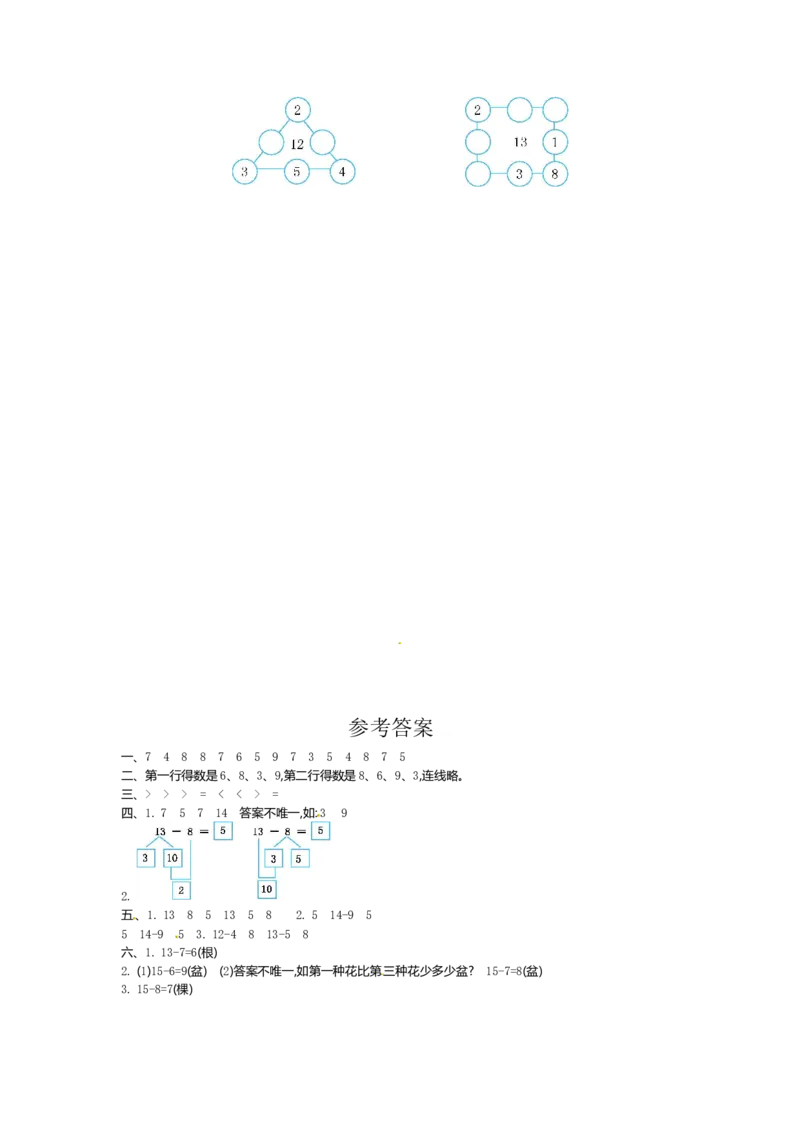 人教新课标数学一年级下学期第2单元测试卷2_一年级上下册资料_一年级上语数英上下册学习资料_3-6-4、小学一年级数学下册_人教版_3、单元测试卷