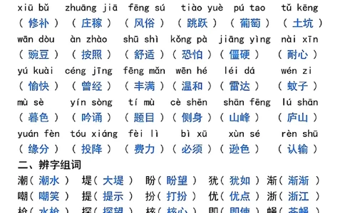 四年级上册语文期中高频考点复习_一到六小学晨读晚默晨诵晚读_四年级上册各类资料(小纸条知识点默写单)