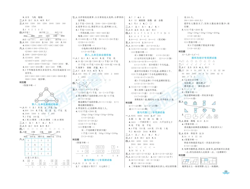 《黄冈全优卷》数学2年级下册（RJ）_二年级上下册资料_小学二年级学习资料-25年更新版_2-04、小学二年级数学下册_2-4-2、练习题、作业、试题、试卷_人教版_电子册类