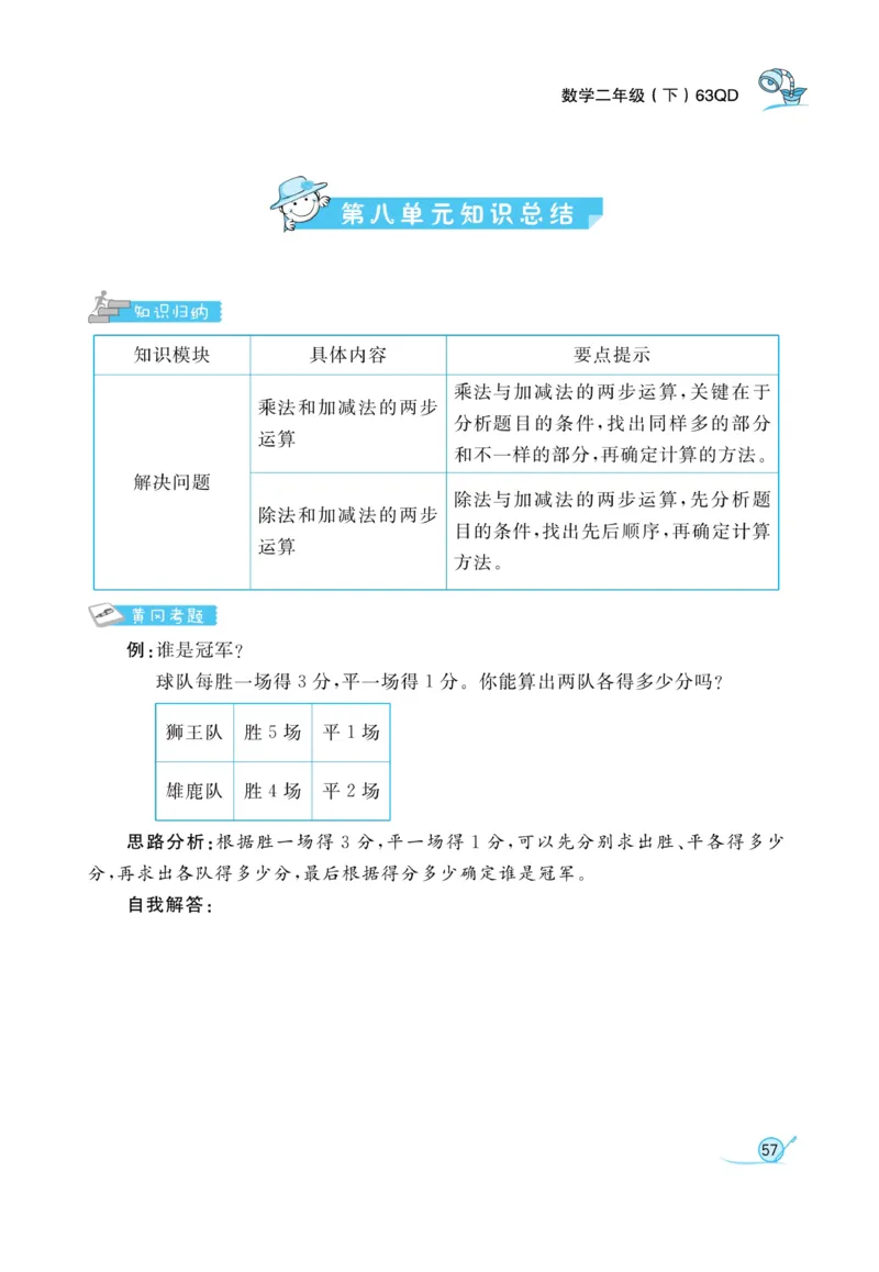 《黄冈冠军课课练数学》数学2年级下册（63QD）_二年级上下册资料_小学二年级学习资料-25年更新版_2-04、小学二年级数学下册_2-4-2、练习题、作业、试题、试卷_青岛版63_电子册类