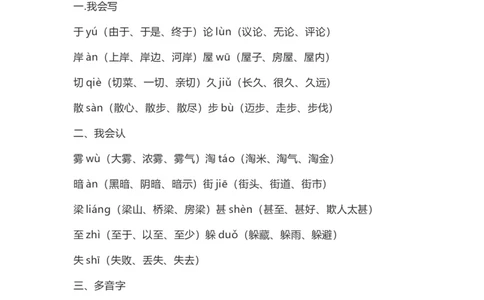 二（上）语文第20课《雾在哪里》重点及主题归纳_二年级上下册资料_小学二年级学习资料-25年更新版_2-01、小学二年级语文上册_2-1-1、复习、知识点、归纳汇总_1-24课核心考点与重点