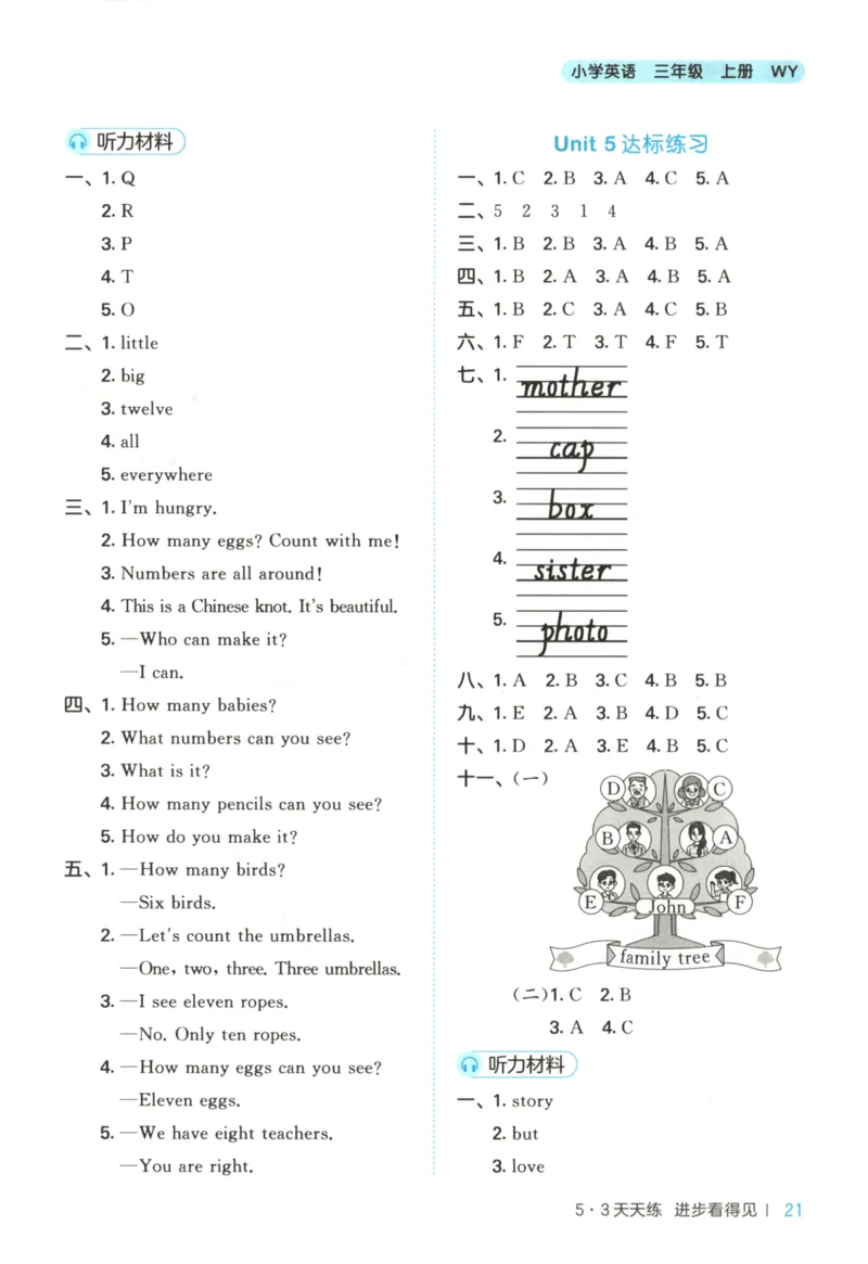 三年级英语上册外研版三起点25秋《53天天练》答案_25秋小学语数英习题试卷_英语_外研版_3-6年级英语上册外研版三起点25秋《53天天练》_三年级英语上册外研版三起点25秋《53天天练》